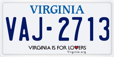VA license plate VAJ2713