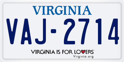 VA license plate VAJ2714