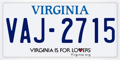 VA license plate VAJ2715