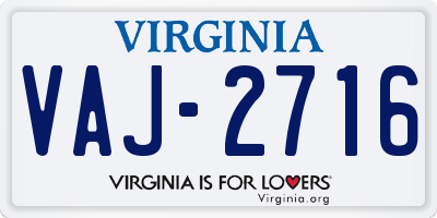 VA license plate VAJ2716