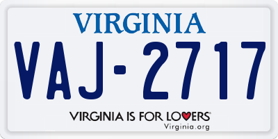 VA license plate VAJ2717