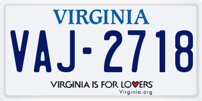 VA license plate VAJ2718