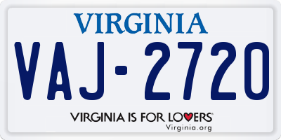 VA license plate VAJ2720