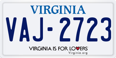 VA license plate VAJ2723