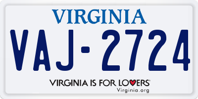 VA license plate VAJ2724