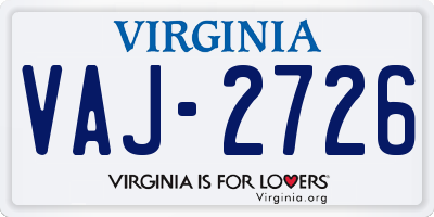 VA license plate VAJ2726