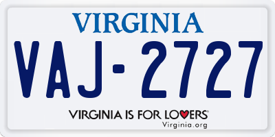 VA license plate VAJ2727
