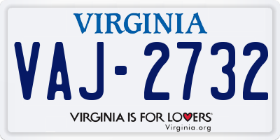 VA license plate VAJ2732