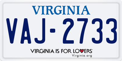 VA license plate VAJ2733