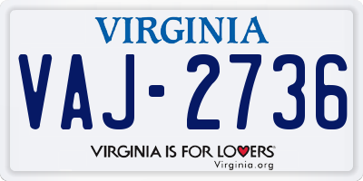 VA license plate VAJ2736