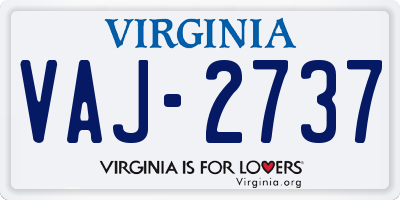 VA license plate VAJ2737