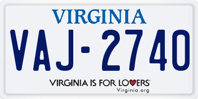 VA license plate VAJ2740