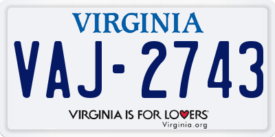 VA license plate VAJ2743