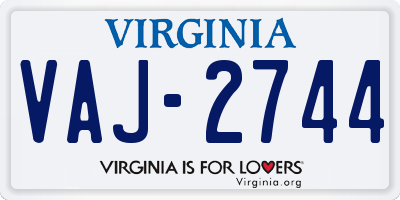 VA license plate VAJ2744