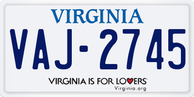 VA license plate VAJ2745
