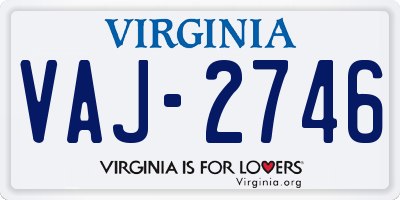 VA license plate VAJ2746