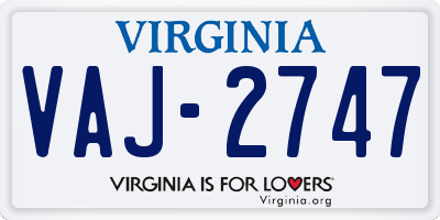 VA license plate VAJ2747