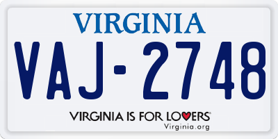 VA license plate VAJ2748