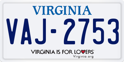 VA license plate VAJ2753