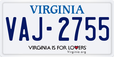 VA license plate VAJ2755