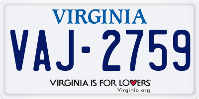 VA license plate VAJ2759