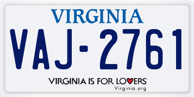 VA license plate VAJ2761
