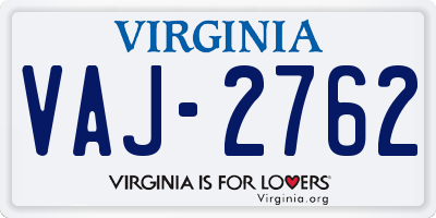 VA license plate VAJ2762