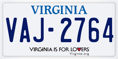 VA license plate VAJ2764