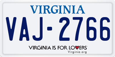 VA license plate VAJ2766