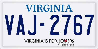 VA license plate VAJ2767