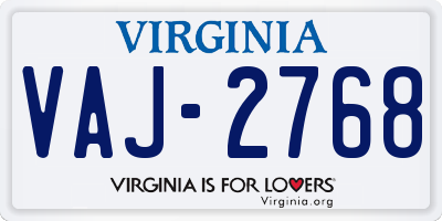 VA license plate VAJ2768