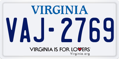 VA license plate VAJ2769