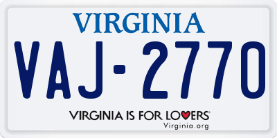 VA license plate VAJ2770