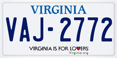 VA license plate VAJ2772