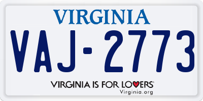 VA license plate VAJ2773