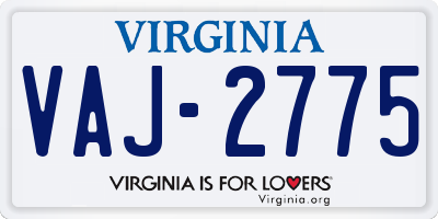 VA license plate VAJ2775