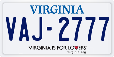 VA license plate VAJ2777