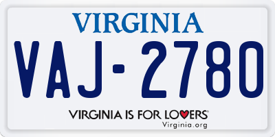 VA license plate VAJ2780