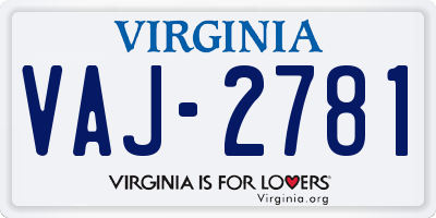 VA license plate VAJ2781