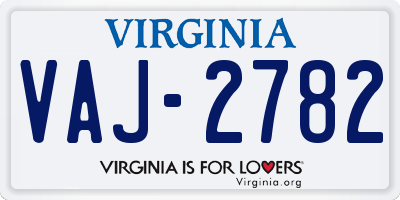 VA license plate VAJ2782