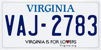 VA license plate VAJ2783