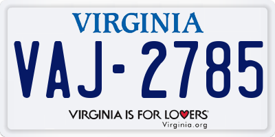 VA license plate VAJ2785