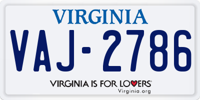 VA license plate VAJ2786