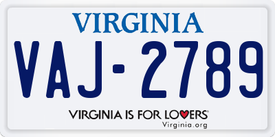 VA license plate VAJ2789