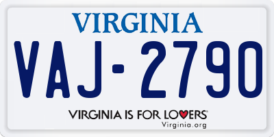 VA license plate VAJ2790