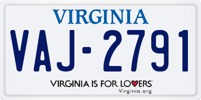 VA license plate VAJ2791