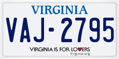 VA license plate VAJ2795