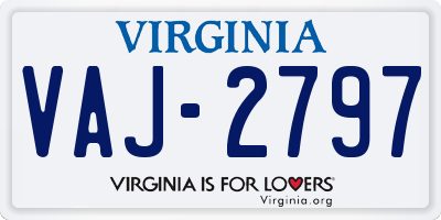 VA license plate VAJ2797