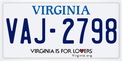 VA license plate VAJ2798