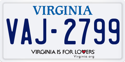VA license plate VAJ2799